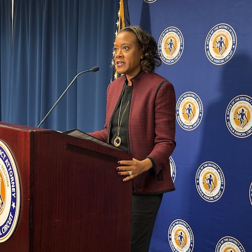 DeKalb County District Attorney Sherry Boston speaks Thursday about the indictment of former Stonecrest mayor Jason Lary. (David Aaro/AJC)