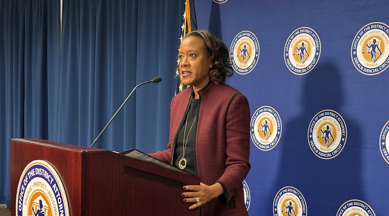 DeKalb County District Attorney Sherry Boston speaks Thursday about the indictment of former Stonecrest mayor Jason Lary. (David Aaro/AJC)