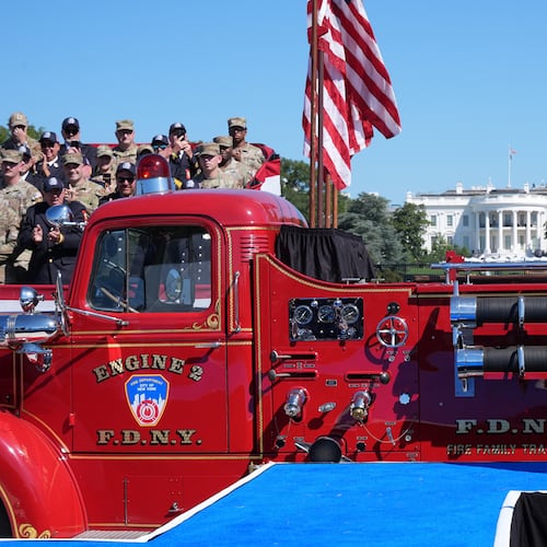 President Donald Trump arrives to speak during the Tunnel to Towers Foundation event for the 25th Anniversary of 9/11, on the Ellipse near the White House in Washington, Tuesday, Sept. 8, 2026. (AP Photo/Jacquelyn Martin)