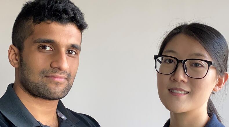 Georgia Tech grads Vedant Pradeep, left, and Ziyi Gao, right, met in a chemical engineering class and became partners in app development, including a promising new one designed to help people quit drinking.