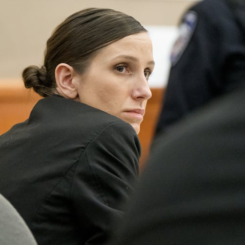 FILE -Kouri Richins looks on during her murder trial at the Summit County Courthouse in Park City, Utah, Monday, Feb. 23, 2026. (AP Photo/Spenser Heaps, Pool, File)