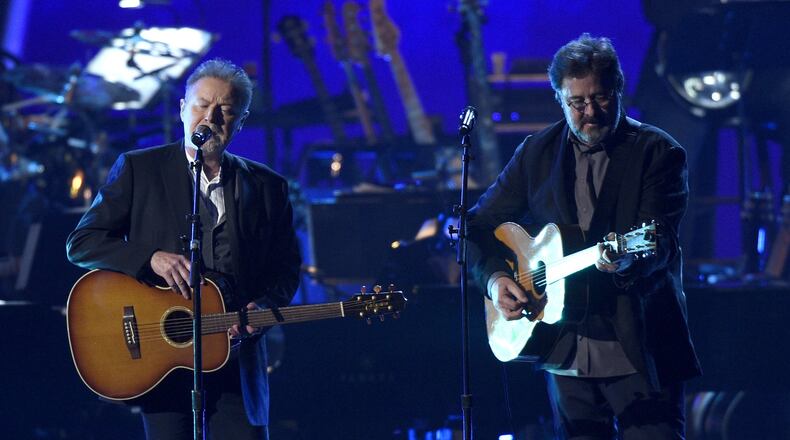 The Eagles, including Don Henley (left) and Vince Gill, will play three shows at State Farm Arena Feb. 7, 8 and 11. Photo: AP