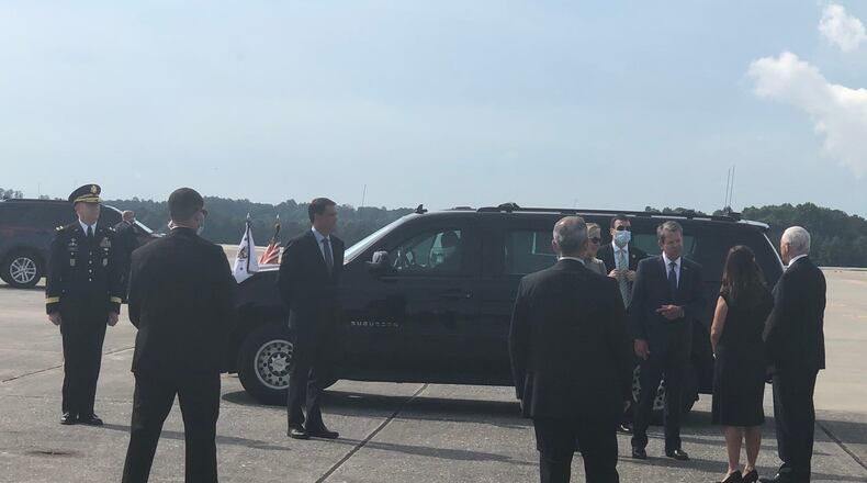 Vice President Mike Pence was greeted Friday morning by Gov. Brian Kemp, first lady Marty Kemp, Lt. Gov. Geoff Duncan and Major Gen. Tom Carden.