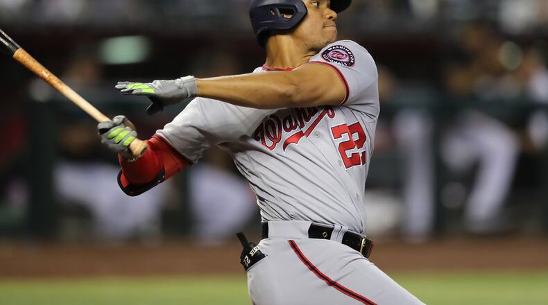 Outfielder Juan Soto was acquired at the trade deadline by the Padres, who figure to be formidable foes for the Braves in addition to the Dodgers and Mets. (Rebecca Noble/Getty Images/TNS)