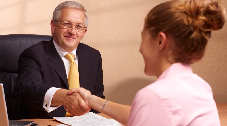 Candidate interviewing for a job. Contributed by: <a href="http://www.advice-hive.com">www.advice-hive.com </a>Photo title: A great interview