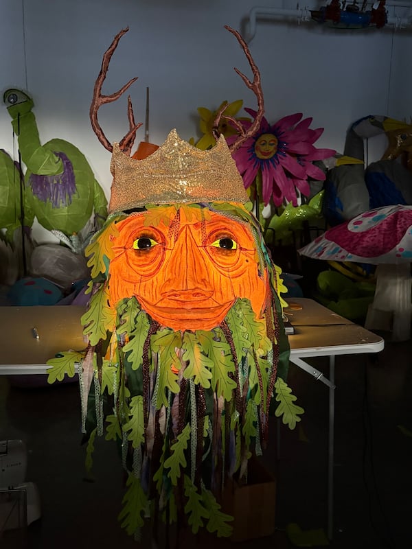 The completed head of the Oak King, a lantern puppet made by Chantelle Rytter and her team of creatives and puppeteers, the Krewe of the Grateful Gluttons. (Courtesy of Chantelle Rytter and Steve Eberhardt)