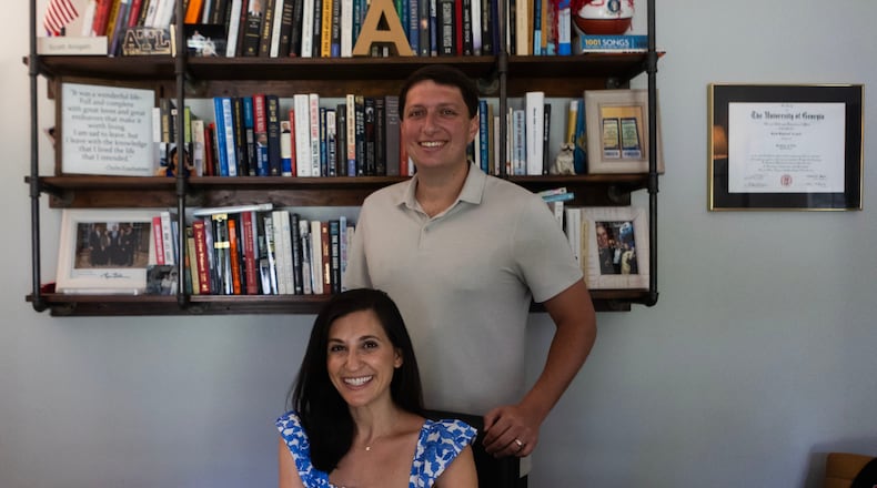 Scott Arogeti (top) had worked at multiple startups before joining forces with his wife, Jordan, to found the precursor to SupportNow, a grief support registry called Mi Alma, which they launched in spring 2023. (AJC 2023)