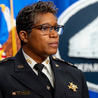 Washington Metropolitan Police Chief Pamela Smith stands during a news conference at the Department of Justice, Thursday, Dec. 4, 2025, in Washington. (AP Photo/Alex Brandon)