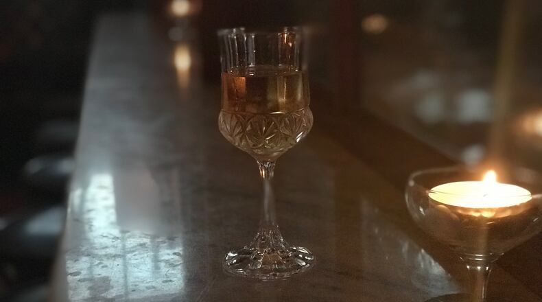 A glass of Fino Sherry at Decatur's Kimball House/Angela Hansberger