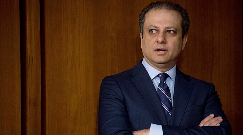 In this  June 8, 2017, file photo, former United States Attorney for the Southern District of New York Preet Bharara arrives before former FBI director James Comey testifies at a Senate Intelligence Committee hearing on Capitol Hill in Washington. Bharara told USA Today for an article published on Sept. 18, 2017, that he is launching a new podcast called "Stay Tuned With Preet."