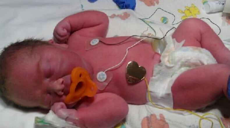 A healthy baby boy was born along I-5 on Friday morning.