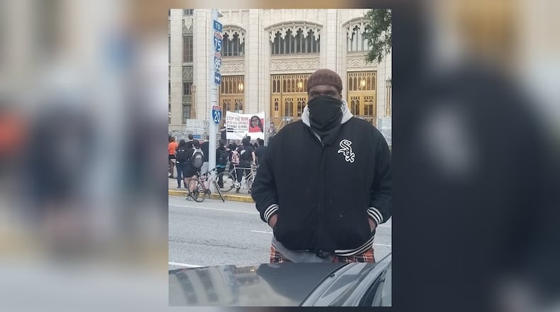 Atlanta activist, Haroun Shahid Wakil during a protest at Atlanta's City Hall. Wakil, 40, died of probable heart disease according to the Fulton County Medical Examiner. (Image courtesy of Marcus Gray)