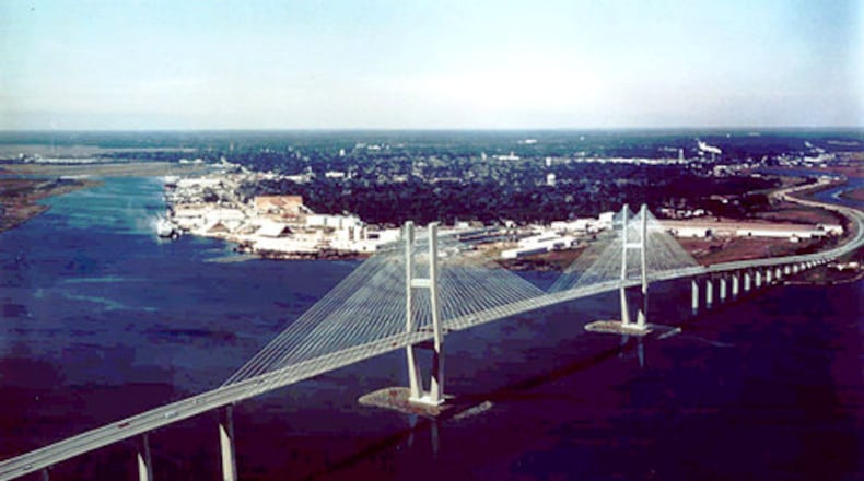 Brunswick's Sidney Lanier Bridge was designed to arch 185 feet above the Brunswick River. (AJC file photo)
