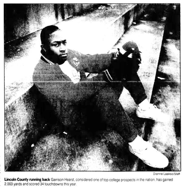 Garrison Hearst, back in his Lincoln County days, where he starred and became a top college prospect. (AJC FILE)