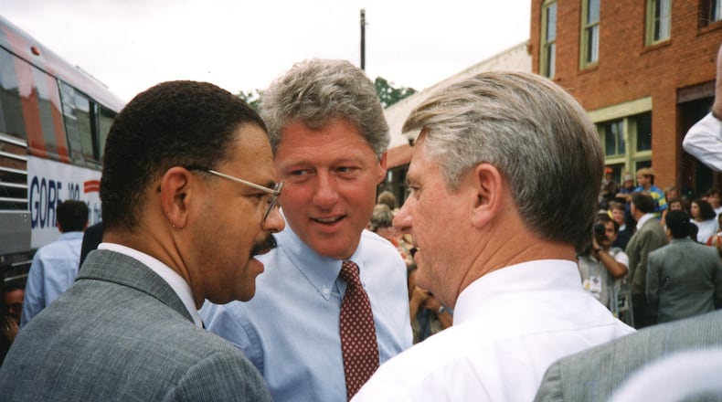 U.S. Rep. Sanford Bishop and then-Georgia Gov. Zell Miller joined Bill Clinton for his presidential campaign's bus tour through Southwest Georgia in September of 1992.
