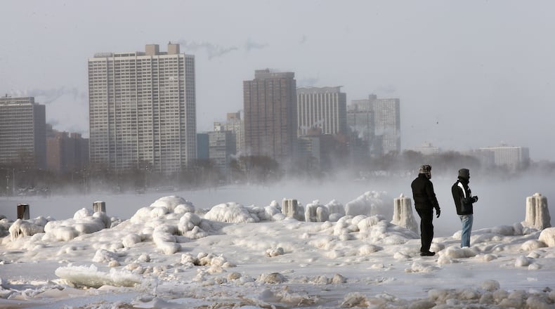 CHICAGO, IL - JANUARY 06: Ice builds up along Lake Michigan at North Avenue Beach as temperatures dipped well below zero on January 6, 2014 in Chicago, Illinois. Chicago hit a record low of -16 degree Fahrenheit this morning as a polar air mass brought the coldest temperatures in about two decades into the city. (Photo by Scott Olson/Getty Images)