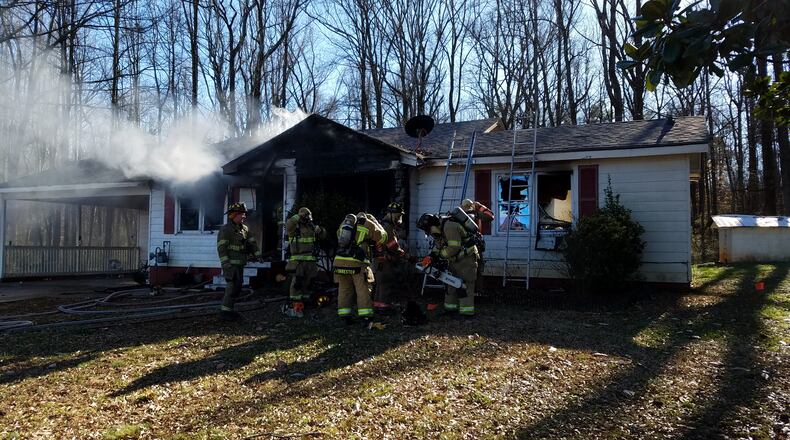Firefighters battled two blazes in the 3300 block of Athens Highway on Monday.