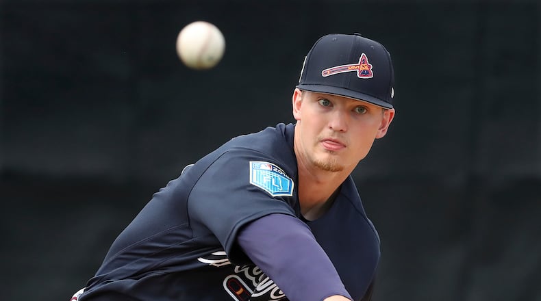 Braves prospect Mike Soroka faced six batters and recorded six outs Tuesday against the Blue Jays. (Curtis Compton/Atlanta Journal-Constitution)
