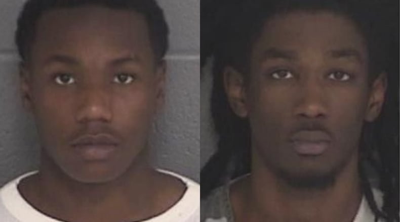 Jayquan Crawford (left) and Brantavious Sims were arrested in connection with the shooting of a 19-year-old whose body was found in a North Georgia park earlier this month, according to police. (Credit: Barrow County Sheriff's Office)