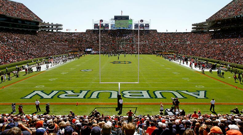 AUBURN, AL - SEPTEMBER 10: A view of the stadium during a game between the Auburn Tigers and Mississippi State Bulldogs on September 10, 2011 at Jordan-Hare Stadium in Auburn, Alabama. (Photo by Butch Dill/Getty Images)