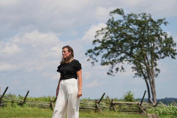 Shannon Keeler speaks during an interview with The Associated Press in Gettysburg, Pa., Thursday, July 17, 2025. (AP Photo/Matt Rourke)