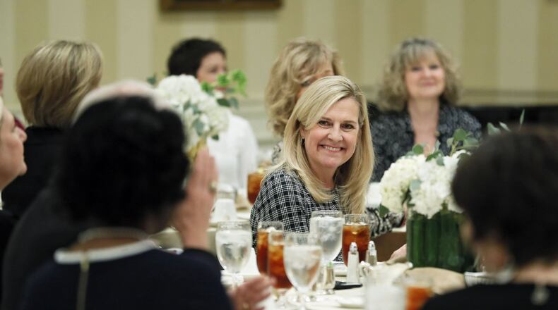 Georgia first lady Marty Kemp played host to legislators’ spouses during a luncheon Thursday at the Governor’s Mansion. She used the gathering to announce her support for Department of Agriculture program called Georgia Grown. Bob Andres / bandres@ajc.com