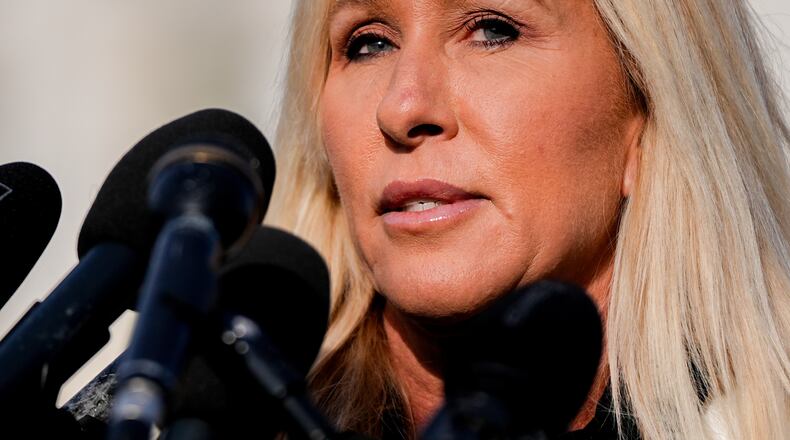 U.S. Rep. Marjorie Taylor Greene's last day in office will be Jan. 5, 2026. (AP Photo/Julia Demaree Nikhinson)