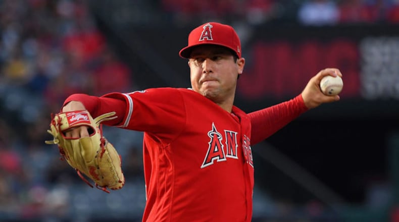 The Los Angeles Angels' Tyler Skaggs pitches in the first inning of the game against the Oakland Athletics at Angel Stadium on June 29, 2019 in Anaheim, California. Skaggs was found dead from an accidental drug overdose on July 1 in Texas.