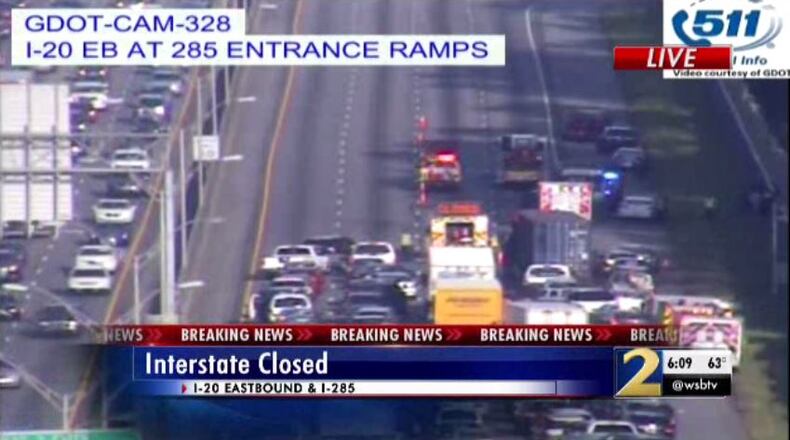 A crash affected traffic on I-20 in Fulton County.
