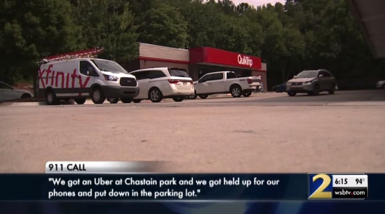 The victim ran to a nearby gas station to call 911 after the robbery.