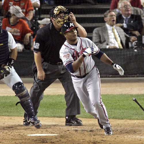Andruw Jones set the franchise’s then-single-season home run record with 51 in 2005. (File)