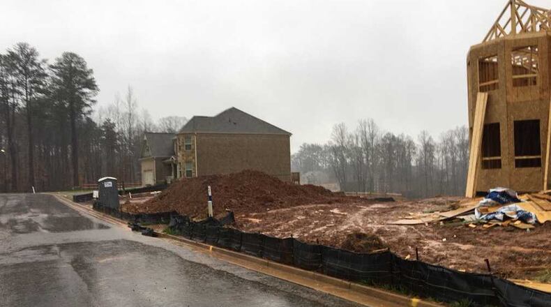 This March 5 picture by WSB-TV's Chris Jose shows where police say a 23-year-old Cumming man was struck and killed.