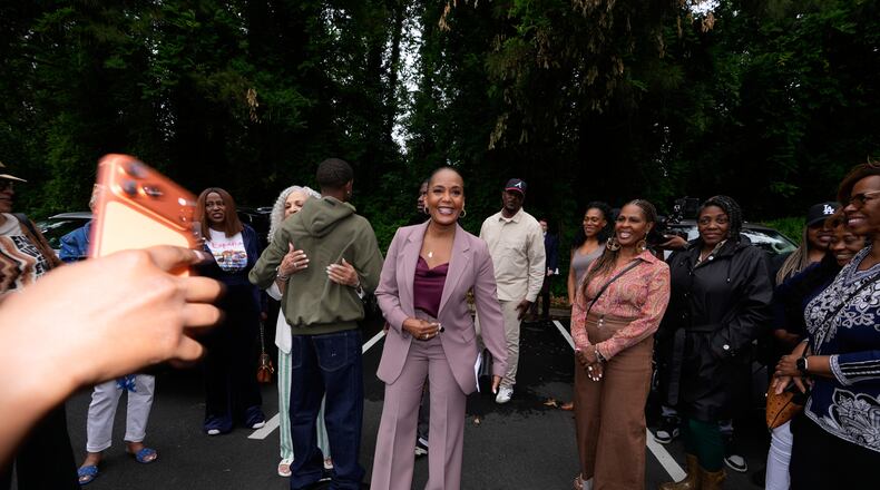 Democratic gubernatorial candidate Keisha Lance Bottoms, arrives to vote early in the Georgia Primary Election, Thursday, May 7, 2026, in Atlanta. (AP Photo/Brynn Anderson)