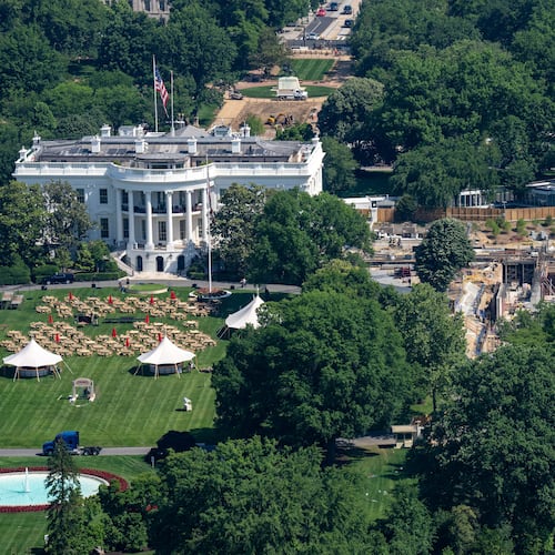Work continues on the construction of the ballroom at the White House, Tuesday, May 19, 2026, in Washington, where the East Wing once stood. (AP Photo/Alex Brandon)