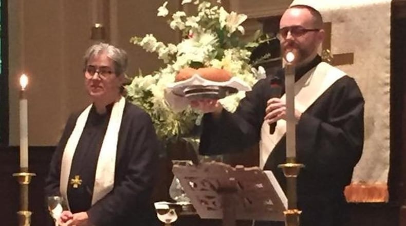 The Rev. Beth LaRocca-Pitts, pastor of St. Mark United Methodist Church, with associate pastor Josh Noblitt. CONTRIBUTED