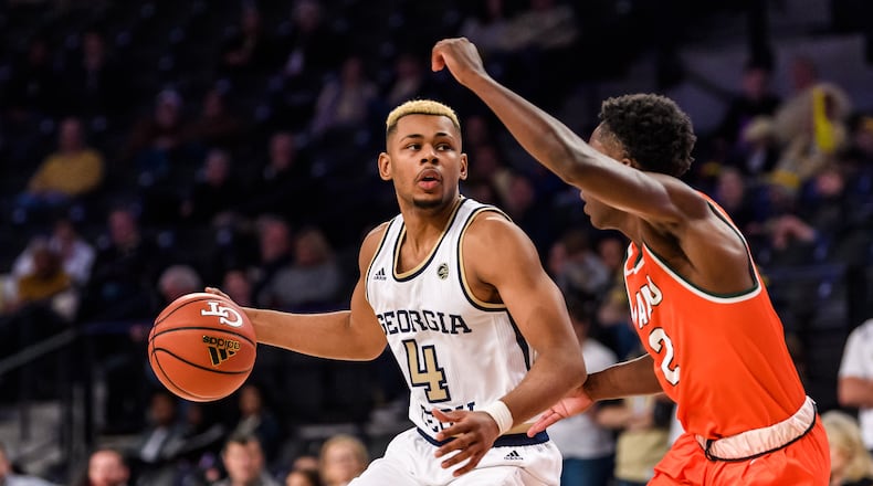 Georgia Tech guard Brandon Alston scored a team-high 15 points in the Yellow Jackets' 73-40 win over Florida A&M at McCamish Pavilion on December 9, 2018. (Danny Karnik/Georgia Tech Athletics)