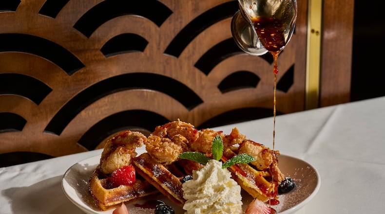 Hugo's Oyster Bar's Shrimp and Waffle. (Courtesy of Angie Webb)