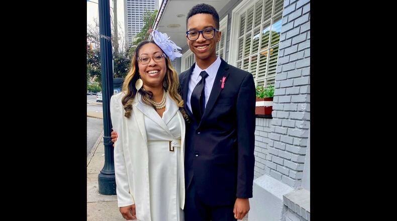 Shavonda Miles, left, said her son, Brandon Nuckles, has shown more focus and improved academically since restricting his screen time. (Courtesy)