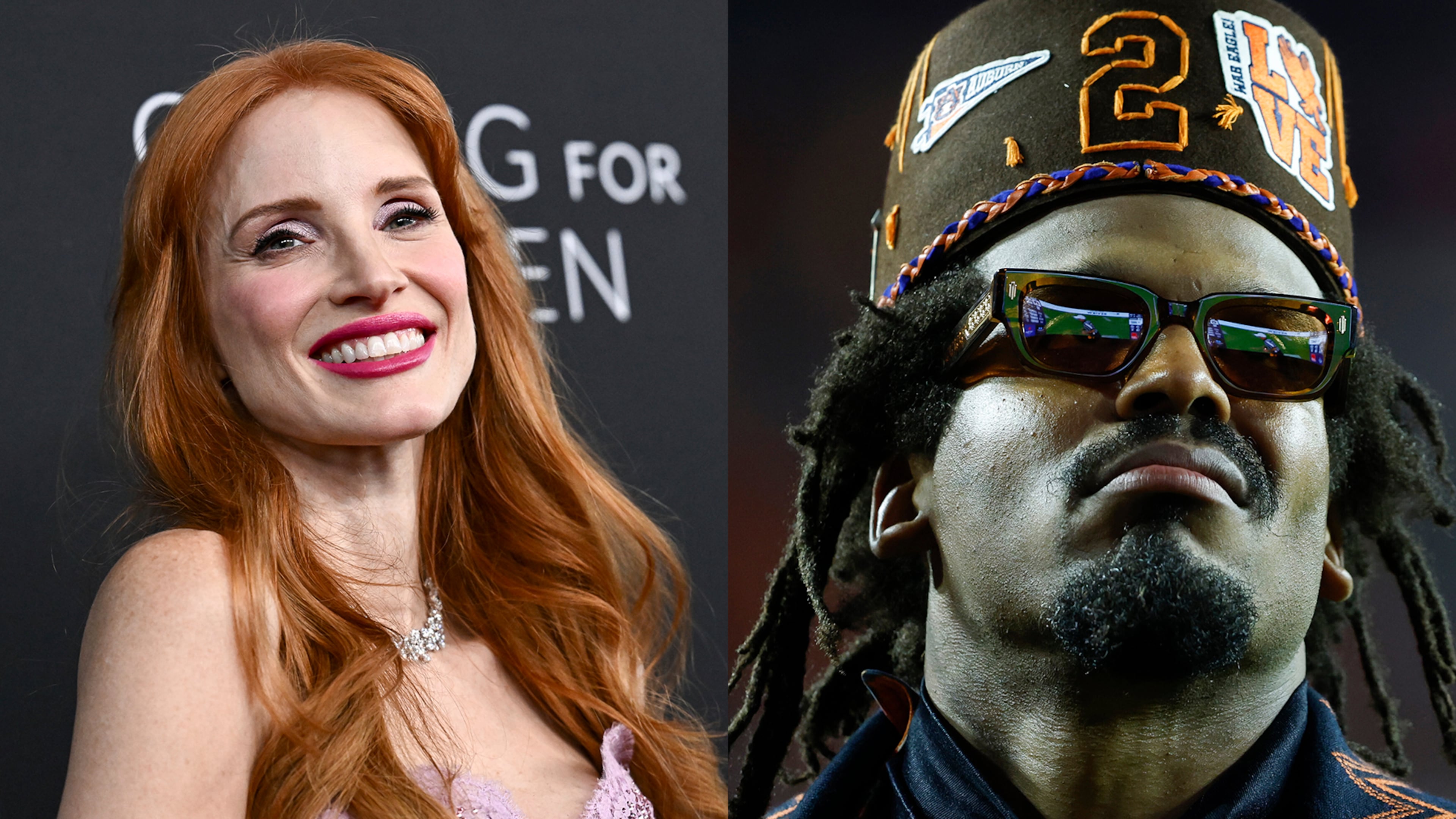 Jessica Chastain is in metro Atlanta to shoot "Heartland," a new Netflix thriller, while Cam Newton is co-hosting a new BET talk show "106 & Sports." (Dolly Faibyshev/NYT, Butch Dill/AP)