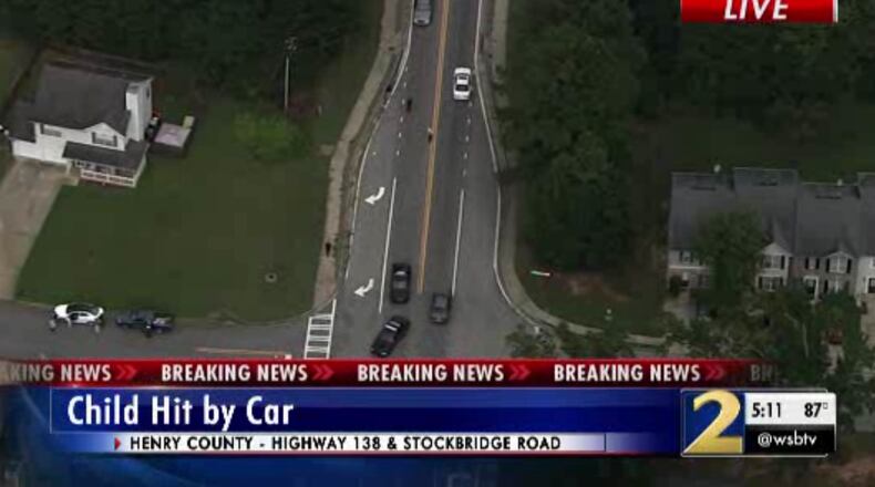 A child was taken to the hospital after being hit by a car in Clayton County, police said.