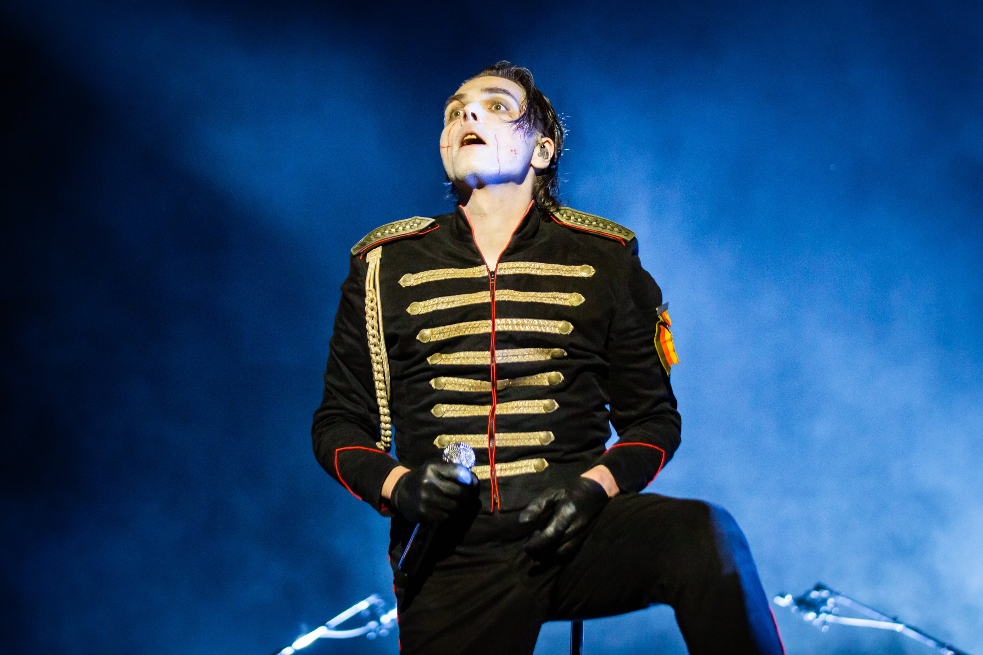 Easily the biggest draw of the festival, My Chemical Romance brings a theatrical stage show to the Shaky Knees Music Festival on Saturday, Sept. 20, 2025, at Piedmont Park in Atlanta. The band played the entire Black Parade album, and fans came by the droves in costume to feel like they're part of the show. (Ryan Fleisher for the AJC)