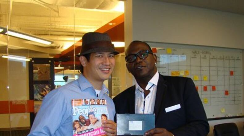 Randy Jackson stopped by the AJC in 2012. He held a VHS tape of an original "Idol" episode from 2002.