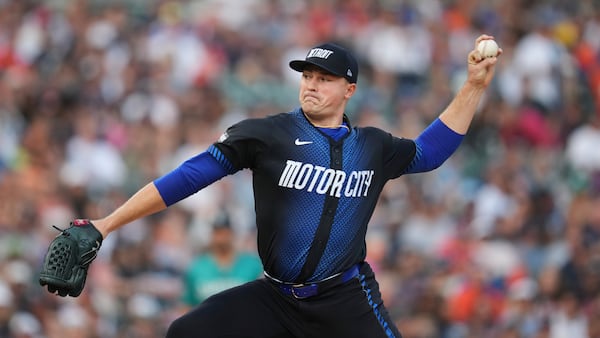 Detroit Tigers pitcher Tarik Skubal throws against the Seattle Mariners in the second inning during a baseball game, Friday, July 11, 2025, in Detroit. (AP Photo/Paul Sancya)