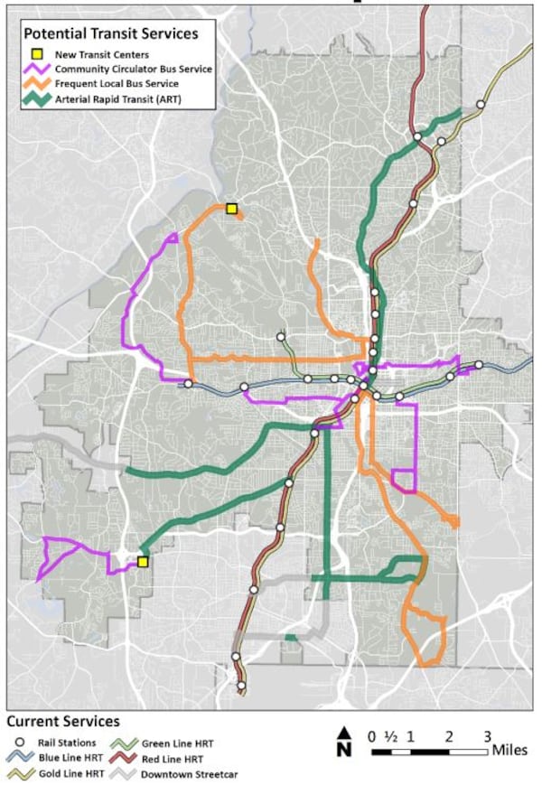 MARTA proposed several bus route changes, including more frequent bus services, increased service during off-peak hours and circulator routes for six neighborhoods (pictured) on Wednesday, May 11, 2016. Courtesy of MARTA.