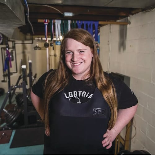 This undated photo provided by Gender Justice shows JayCee Cooper, a transgender Minnesotan weightlifter. (Gender Justice via AP)