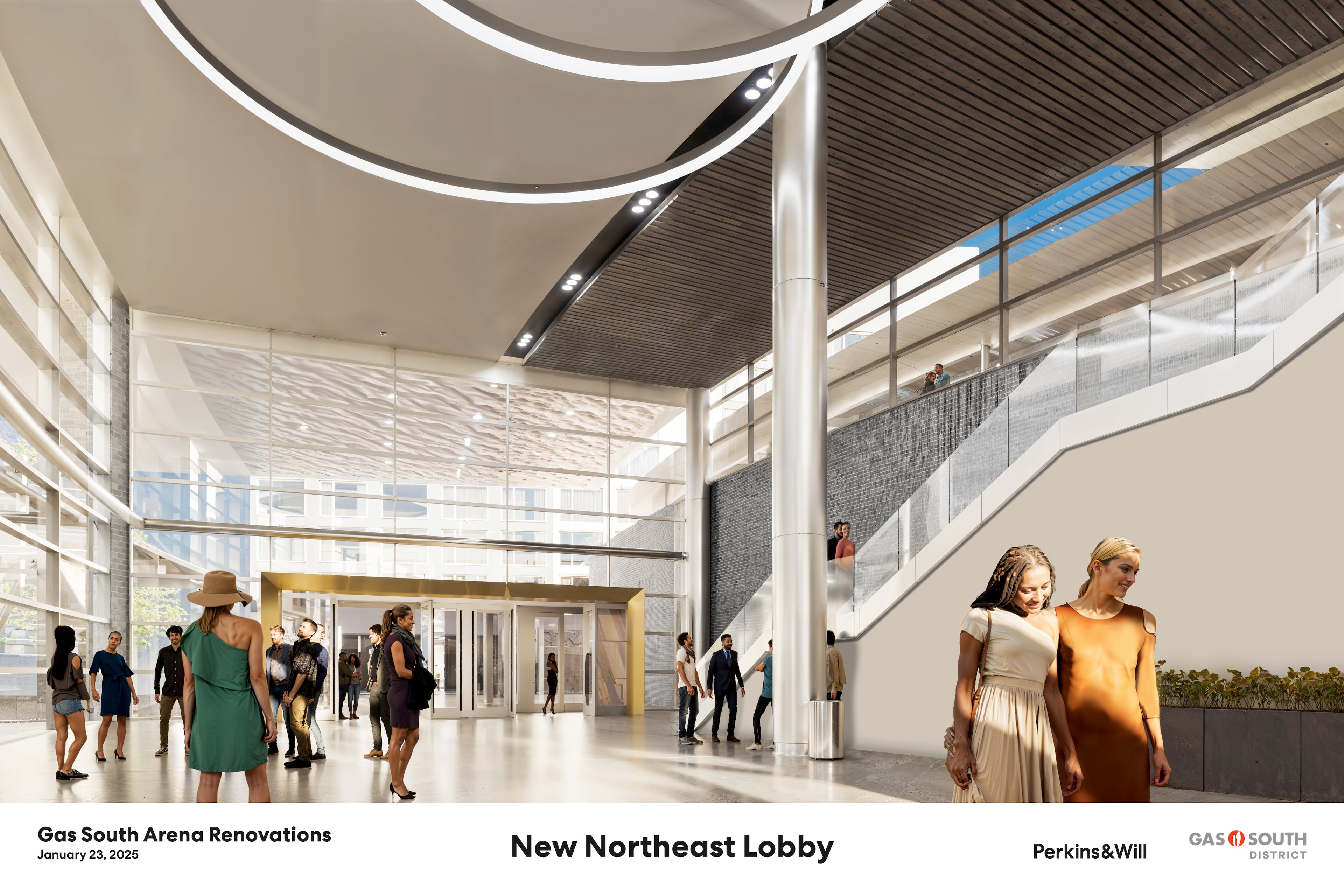 A large renovation campaign for Gas South Arena in Gwinnett County was announced in 2025, which is showcased in this rendering. (Courtesy of Gas South District)