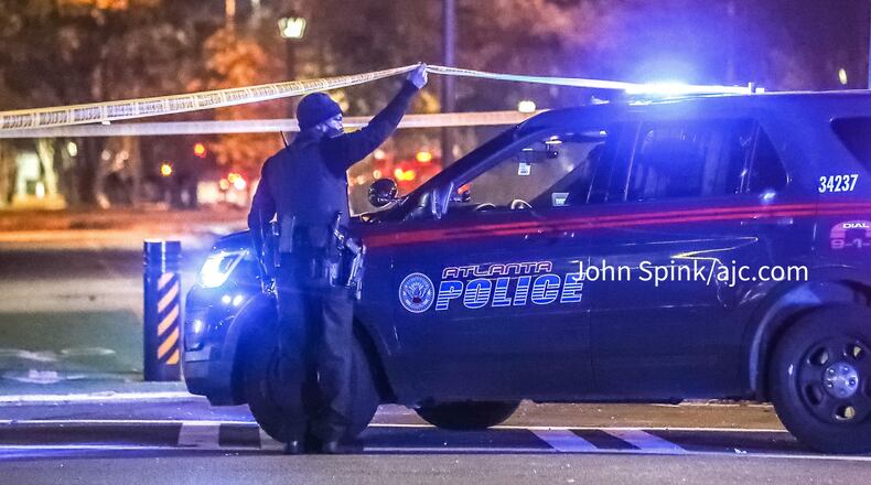 Atlanta police closed the intersection of North Avenue and Luckie Street downtown while they investigated an apparent road-rage shooting Thursday morning.