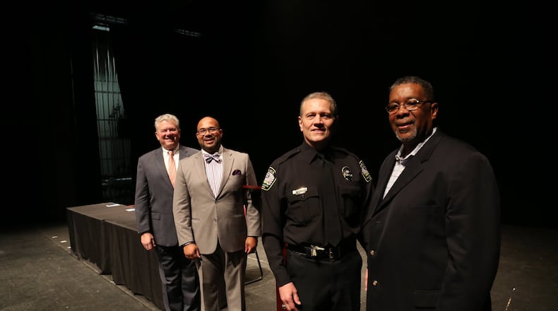 LaGrange College President Dan McAlexander (left) is pictured recently with Curtis Brown, LaGrange Police Chief Lou Dekmar, and former state Rep. Carl Von Epps. CONTRIBUTED BY LAGRANGE COLLEGE