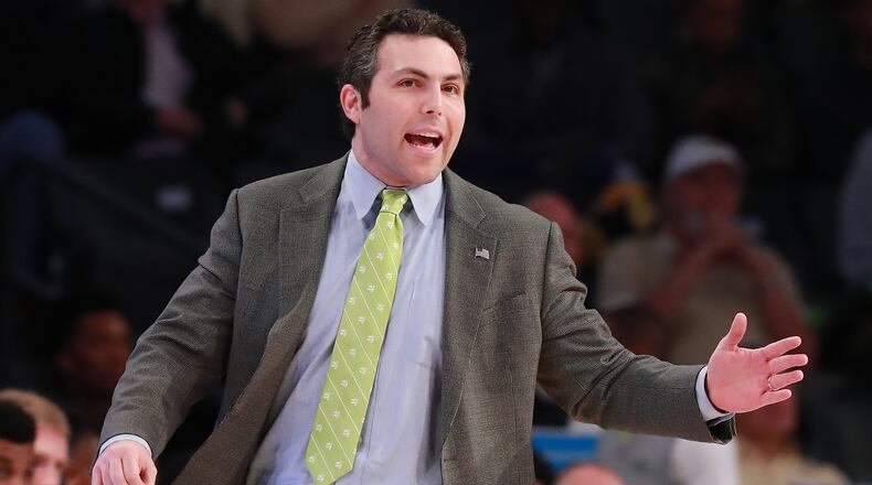 Georgia Tech head coach Josh Pastner coaches his team to a 81-78 overtime victory over Boston College in a NCAA college basketball game on Sunday, March 3, 2019, in Atlanta. Curtis Compton/ccompton@ajc.com