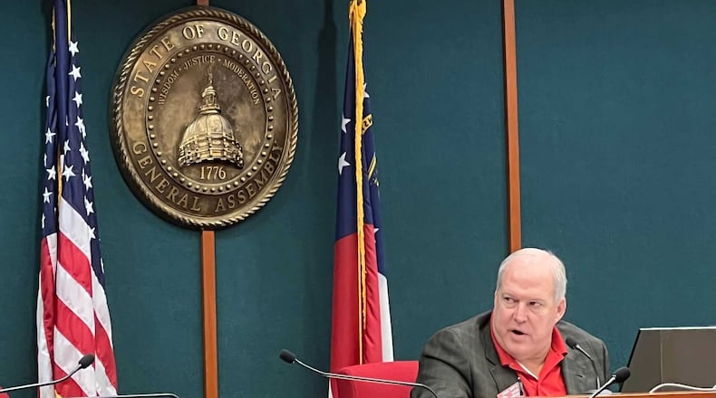 State House of Representatives Higher Education Committee Chair Chuck Martin, R-Alpharetta, presides over a meeting on March 2, 2022. Martin discussed a bill during the meeting that would offer financial aid to low-income students at public colleges and universities in Georgia to complete their education. (Eric Stirgus/eric.stirgus@ajc.com)